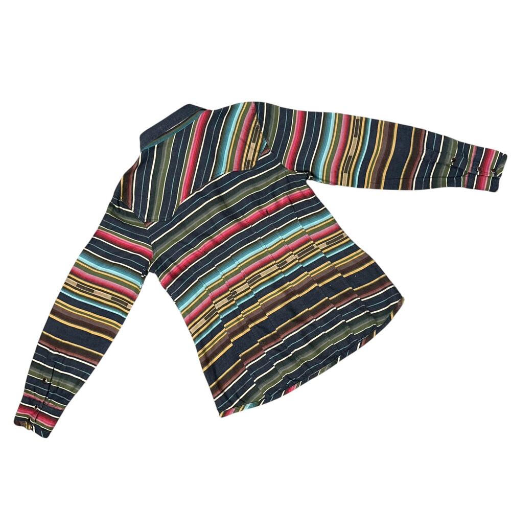 Tasha Polizzi Pearl Snap Western Shirt Serape Stripe Rodeo Cowgirl Sz M - Picture 3 of 8